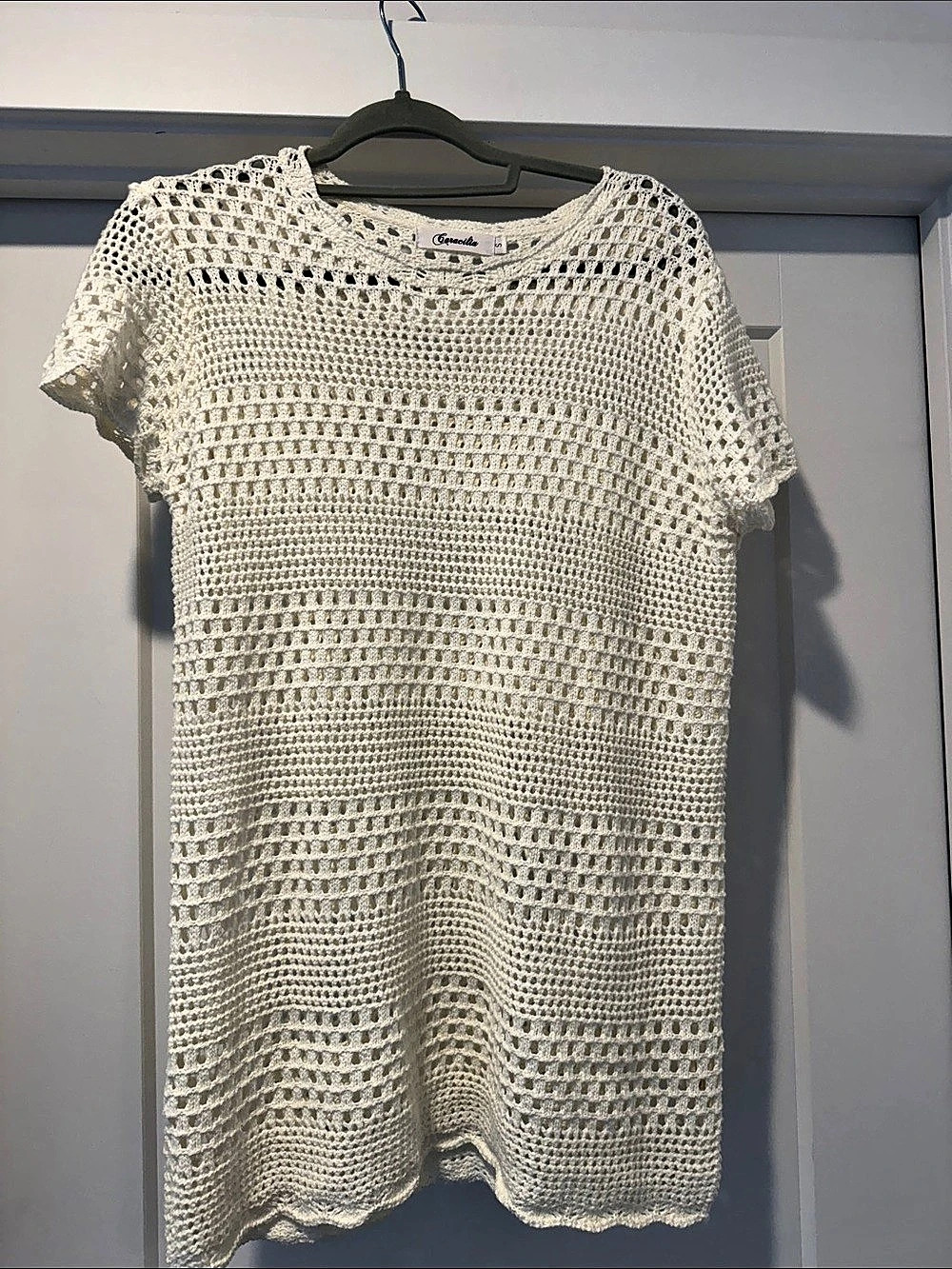 Sundance Open-Knit Coverup Short Sleeve Tunic in White Like New